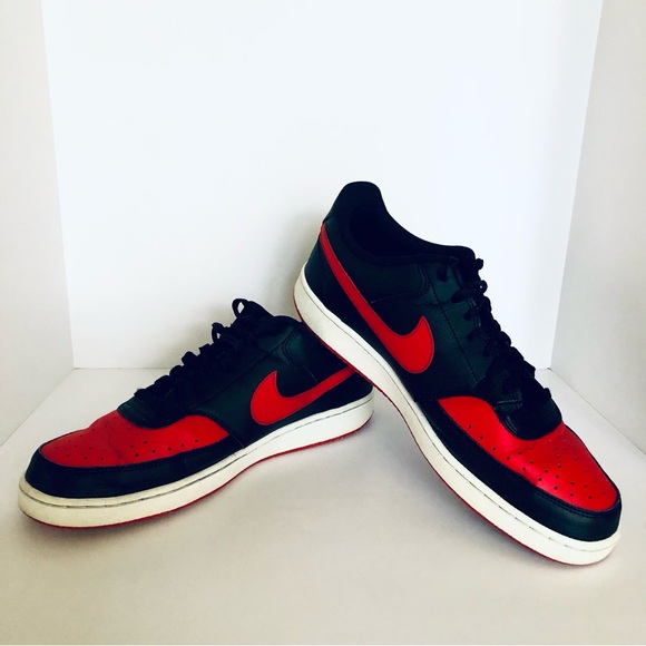 Nike - Court Vision Low Men's Black and Red Sustainable Sneakers - Size 12 - Picture 15 of 15
